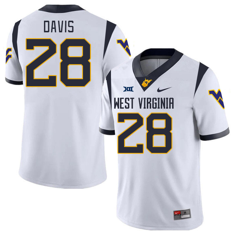 Men #28 Mykel Davis West Virginia Mountaineers College 2024 New Uniforms Football Jerseys Stitched S